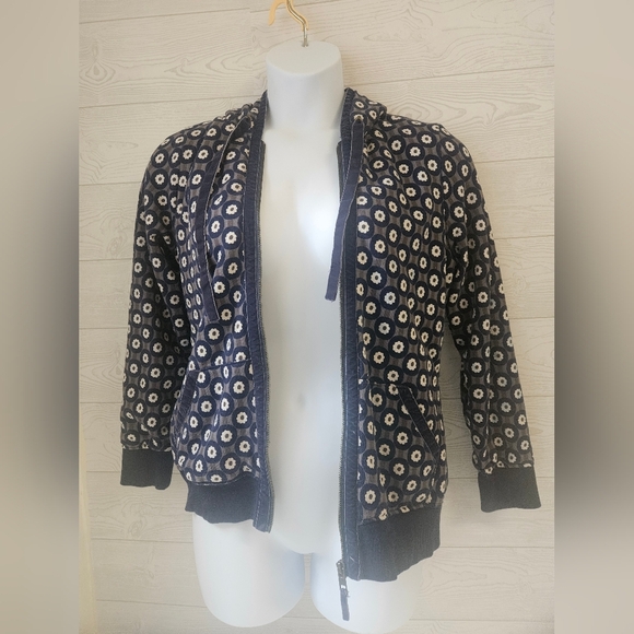 Boden- Women's SZ 10 Navy and White Polka Dot Hoodie - Picture 3 of 9